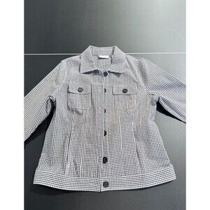 Draper's & Damon's M Cotton Stretch Trucker Jacket Black White Gingham Check